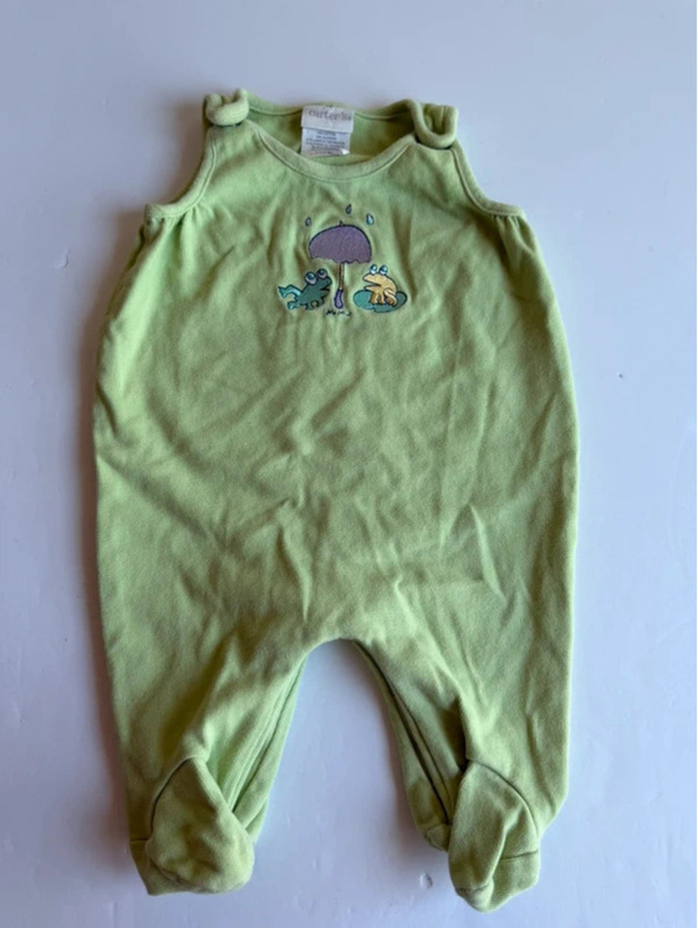 Vintage 2001 Carter's Frogs & Umbrella Emu Namae Sleeveless Footed Sleeper 0-3M